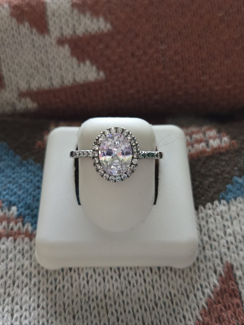 Sparkling Oval Halo Cz Engagement Ring